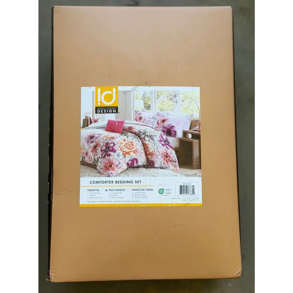 NEW! Intelligent Design Ashley 5PC Floral Comforter Set Full/Queen Pink